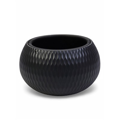 Кашпо для цветов «Жемчужина», 7 л, d=36 см, h=22 см, пластик, со вставкой, подвесное, цвет графитовый