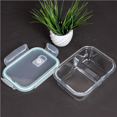 Контейнер прямоугольный с разделителем 640 мл крышка с клапаном / R-640/2TQ /уп 36/ стекло