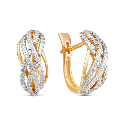 Серьги из золочёного серебра с фианитами 925 пробы п2-398-1з200