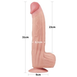 Телесный фаллоимитатор 12 King Sized Sliding Skin Dual Layer Dong - 31 см.