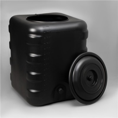 Бак для душа, 150 л, пластиковый, с крышкой, с резьбой под кран, чёрный