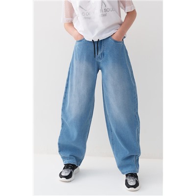 Брюки текстильные джинсовые для девочек PLAYTODAY, 1240106