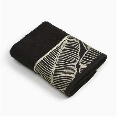 Полотенце махровое Love Life Leaves 50×90 см, 100% хлопок, 360 г/м², черное