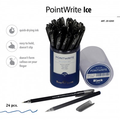 Ручка шариковая 0.38 мм "PointWrite Black" синяя 20-0265 Bruno Visconti