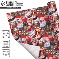 Бумага упаковочная крафтовая «Котики», 50×70 см