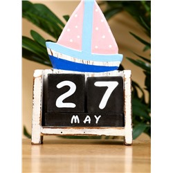 Календарь настольный «Парусник», 18×10.5×5.5 см, дерево, розовый