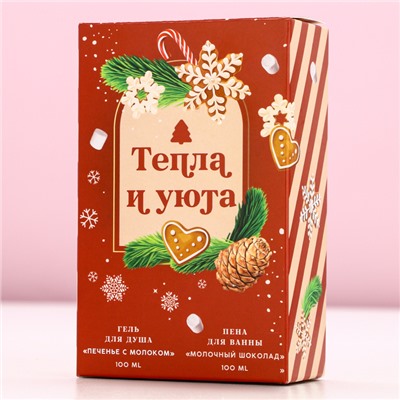 Подарочный набор новогодний «Тепла и Уюта»: гель для душа и пена для ванны, 2×100 мл, Чистое счастье
