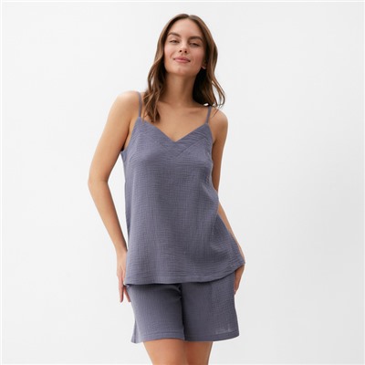 Пижама женская (майка, шорты) KAFTAN Basic, размер 40-42, синяя