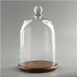 Стеклянный купол-клош с шариком на подставке «Родрик», 27×15 см, коричневый