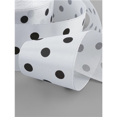Лента атласная «Горошек», 40 мм, 23±1 м, белая №001
