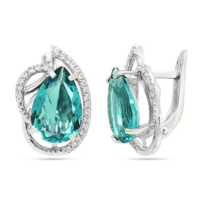 Серьги из серебра параиба кварц, СПН4106