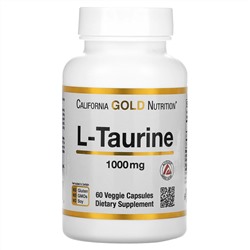 California Gold Nutrition, L-таурин, AjiPure, 1000 мг, 60 растительных капсул