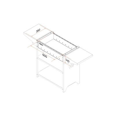 Мангал Family Standart FS2000, 133.2×39.4×77.4 см, 2 мм, боковые столики, полка