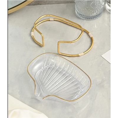 Стильная мыльница на подставке золото+прозрачный