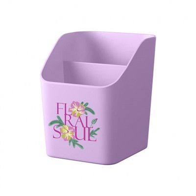 Подставка для письменных принадлежностей "Субмарина Мини, Цветочная душа" 8х10х8,5 см фиолетовая 2 отделения 61623 ErichKrause