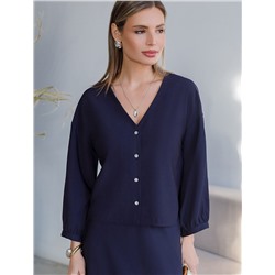 Укороченная блузка с V вырезом из плотного лиоцелла