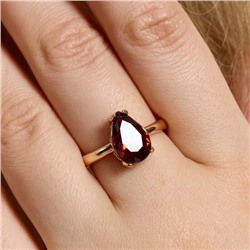 Кольцо 20 р ювелирная бижутерия коллекция "Дубай", покрытие позолота, вставка: фианиты, цвет: красный, арт.414.100-20