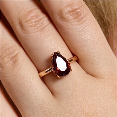 Кольцо 20 р ювелирная бижутерия коллекция "Дубай", покрытие позолота, вставка: фианиты, цвет: красный, арт.414.100-20