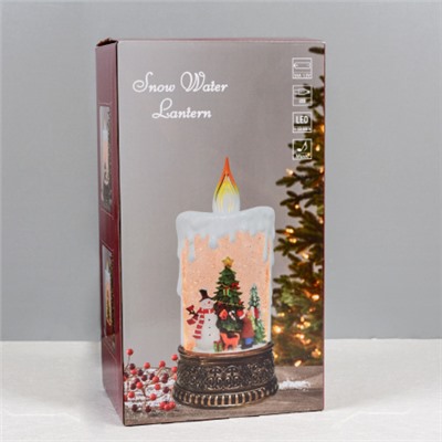 Светильник Новогодний настольный светодиодный 12,5x8x25 см Снеговик у ёлки музыкальный / NG206-65 /уп 12/АКЦИЯ