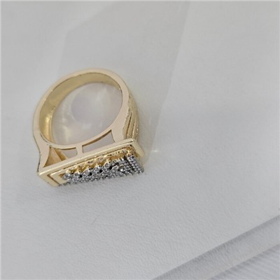 Кольцо 17 р ювелирная бижутерия Итальянское золото (покрытие желтое 14к), вставка: фианиты, цвет: прозрачный, арт.313.311-17