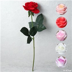 Цветок искусственный Роза 42 см / GR-007 /уп 60/720/силикон (бело-розовый)