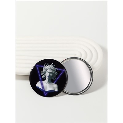 Зеркало карманное «ГОРГОНА», d=7.5 см, рисунок МИКС