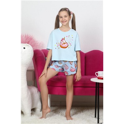 Пижама для девочки Единопончик-3 (Голубой)