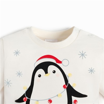 Костюм детский (джемпер, брюки) «Крошка Я. Новогодние зверята», рост 68-74 см, красный, белый