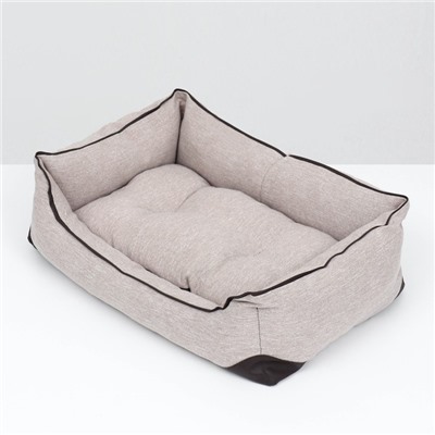 Лежак с подушкой и кантом ФЬЮЖЕН-ЛАЙТ №1, 55×40×18 см, рогожка, экокожа, синтепух