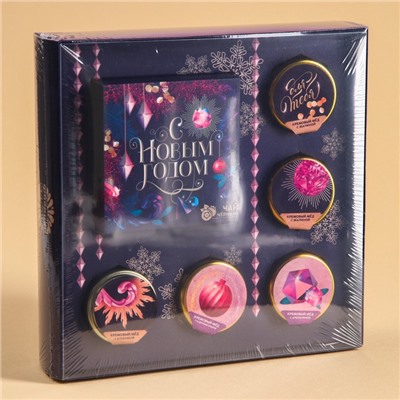 Подарочный набор новогодний «С Новым годом!»: чай чёрный (50 г), крем-мед (5 шт.×30 г)