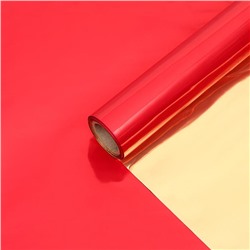 Полисилк для декора и флористики, двусторонний, золотой, красный, рулон 1 шт., 1×20 м