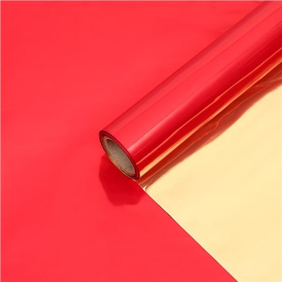 Полисилк для декора и флористики, двусторонний, золотой, красный, рулон 1 шт., 1×20 м