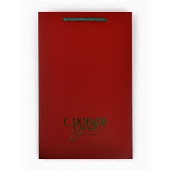 Пакет подарочный «Новый год», тиснение, с бумажной объёмной ёлкой, 25.5×30×9 см