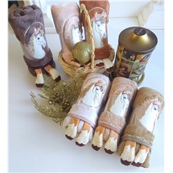 Полотенце из микрофибры "Милые лошадки-Ножки" с атласной каймой 35*75 см.