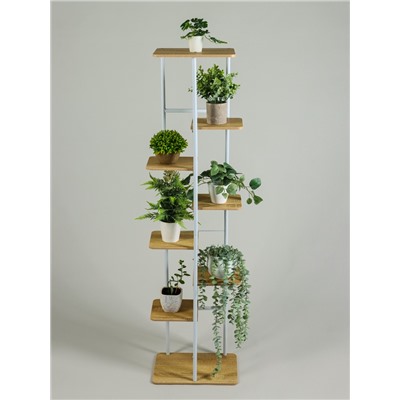 Подставка для цветов Greengo, 8 полок, 36×23×136 см, напольная, каркас металл, полки МДФ, белая