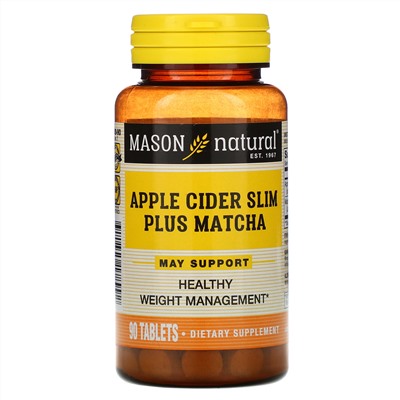 Mason Natural, Apple Cider Slim Plus Matcha, 90 Tablets