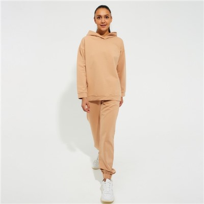 Костюм женский (худи, брюки) MINAKU: Casual Collection, размер 42, бежевый