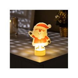 Световая картинка на подставке «Дед Мороз», 11 см, 1 LED, от батареек, свечение тёплое белое