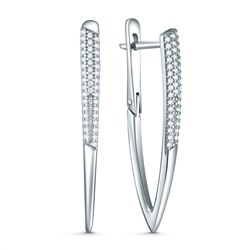 Серьги из серебра с фианитами родированные 925 пробы с-7259р200