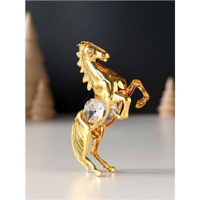 Фигурка металл «Лошадь» с 2 прозрачными хрусталиками, 5.5×2×8 см