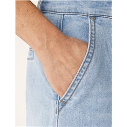 Широкие джинсы с защипами из эластичного денима средней плотности