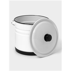 Ведро эмалированное, 10 л, с крышкой и ручкой, на подставке, белое