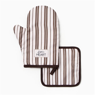 Набор кухонный «Kitchen» варежка-прихватка 20×27 см, прихватка 17×17 см 100% п/э