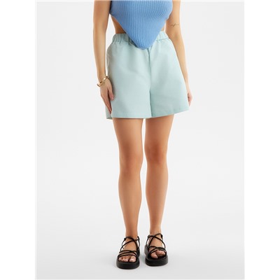 Шорты женские на резинке льняные MINAKU: Safari, зелёные, размер 44