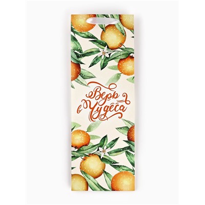 Пакет подарочный новогодний под бутылку «Апельсины», 13×36×10 см