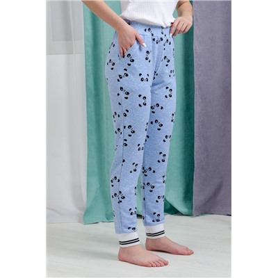 Брюки женские 8433 (Панды на голубом)