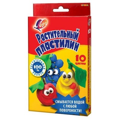 Пластилин растительный 10цв 160гр. "Кроха" 25С 1556-08 Луч