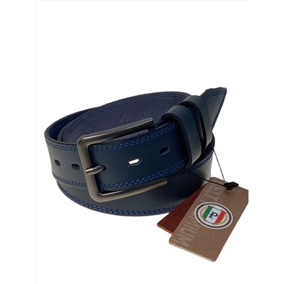 Ремень мужской из натуральной кожи, цвет синий