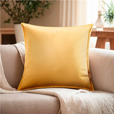 Наволочка декоративная «Этель», кожзам, 45×45 см, жёлтый