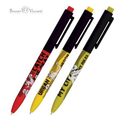 Ручка автоматическая шариковая 0.7мм "FunClick. Городской движ" синяя 20-0297/05 Bruno Visconti